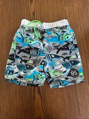 OshKosh B'gosh Blue, Teal & Green Shark Swim Trunks